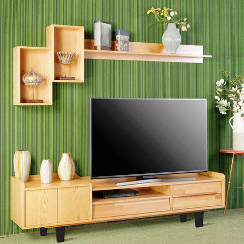 Modern TV stand with 8 Pack 5.7 Inch Plastic Furniture Legs For Sofas Chairs Cabinets Dressers And Beds in black, tapered design