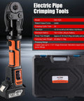 Badass Heavy Duty 18V Brushless Cordless Hydraulic Crimping Tool Kit With Swappable Dies, electric pipe crimper, black and orange design.