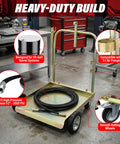 Heavy Duty Workhorse Three To One Air Operated Oil Pump Kit featuring mobile drum trolley with 13ft hose and smooth-rolling wheels.