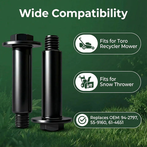 Two Pack Shoulder Bolts 614650 3/8-16 x 3-5/8 Inches, heavy duty replacement compatible with Toro lawn mower and snow blower.