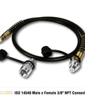 TEMCo HP0000 air-hydraulic hose assembly with ISO 14540 3/8 NPT connectors, angled view