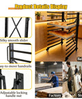 Knockout Heavy Duty Steel Paint Drying Rack With Smooth Rolling Caster Wheels For Cabinet Doors Drawer Panels And Wood Trim Sweet Vertical Organizer Setup In Charcoal Black displayed in a bakery with bread.