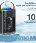 5 In 1 Portable Air Conditioner And Evaporative Cooler With 3 Speeds, 2 Ice Packs, 5400mAh Built In Battery, compact unit on ice block