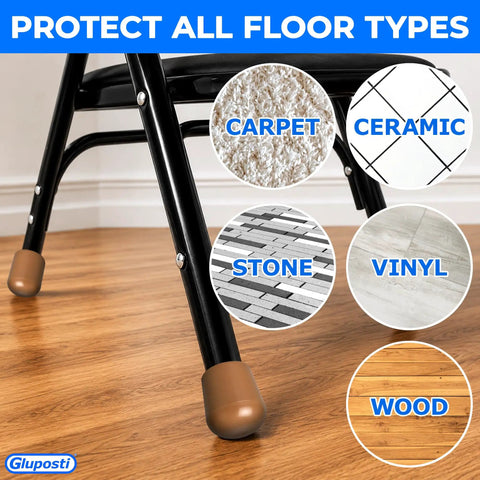 Top Shelf Folding Chair Leg Caps 7/8 Inch Beige Foot Guards 12 Pack Hella Tough Replacement Tips for protecting various floor types.
