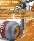 BTAS Copper Anti-Seize Lubricant, high-temp antiseize grease for spark plug bolts, 8 oz bottle