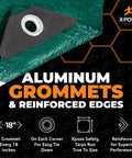 Heavy Duty Poly Tarp 15 Foot By 25 Foot 10 Mil Waterproof Cover With UV Blocking Laminated Coating Grommets Reversible Green And Black detail