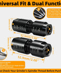 2-Pack 5/8-11 To 1/4 Inch And 1/8 Inch Die Grinder Adapter Set with dimensions and usage details