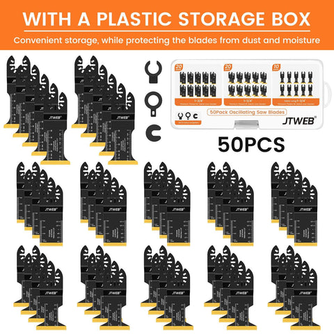 50 Pieces Titanium Oscillating Multitool Blades Set For Metal Wood Plastic Nails With Titanium Carbide Coating Delivers Over 2x Life