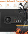 1.2 Cu Ft Compact Digital Safe Box With Combination Lock For Home Security displayed with fireproof bag and anti-theft features