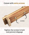 Close-up of Sink Mounted Whetstone Holder For Easy Knife Sharpening No Mess Over The Sink, Warm Acacia Wood Design, with extra screws
