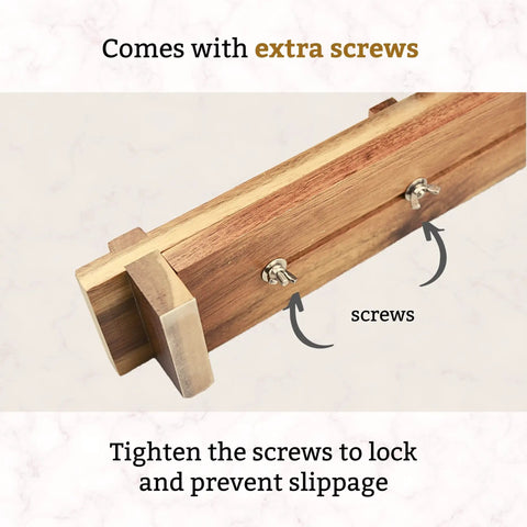 Close-up of Sink Mounted Whetstone Holder For Easy Knife Sharpening No Mess Over The Sink, Warm Acacia Wood Design, with extra screws