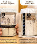 Sourdough starter jar with measurements, part of Go To Sourdough Starter Kit With 10 Inch Round And 11 Inch Oval Banneton Proofing Baskets And 34oz Starter Jar For Beginner To Pro Bakers, The Ultimate Bread Craft Kit For Golden Crusts And Confident Bakes.