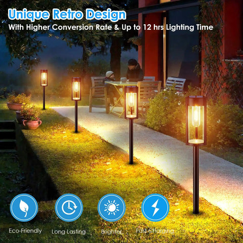 Solar Pathway Lights 6 Pack IP65 Waterproof Outdoor Decorative Garden Lights With Auto On Off No Fuss Setup Warm White Landscape