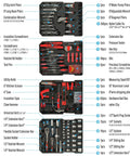 All In One 515 Piece Aluminum Trolley Tool Set On Wheels With Four Drawers Portable Toolbox For Home Car Garage Maintenance And Auto Repair Equipped With Wrenches Pliers Sockets Hammer Tape Measure And More displayed open
