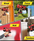 Cordless Battery Powered Paint Sprayer For Home, Furniture, Cars And Cabinets With LED Lights, 2 Batteries, 1200ml Cup spraying wood, fence, wall, and furniture