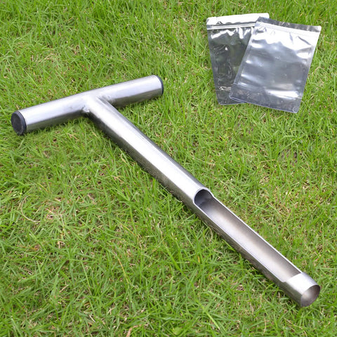 Stainless Steel Soil Probe With 12 Inch Length And T Handle Includes Two Bags Pro Grade Lawn And Garden Sampler Kit for soil testing