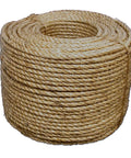 Pure Number-1 Manila Rope 3/4 Inch by 200 Feet for DIY Projects, shown coiled, oil-treated natural Manila fiber, beige color.