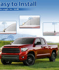 Go-To Dual Band Vehicle Ham Radio Antenna With Ground Planes Magnetic Base Mount For 136-174 MHz VHF And 400-470 MHz UHF Long Soft Whip 42 Cm Antenna 5m RG58 Cable PL259 Male Connector For Car Marine installed on a red truck