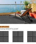 Interlocking Plastic Deck Tiles 27 Sq Ft Outdoor Flooring 12x12 Waterproof Patio Balcony Tiles All Weather Dark Grey for Poolside