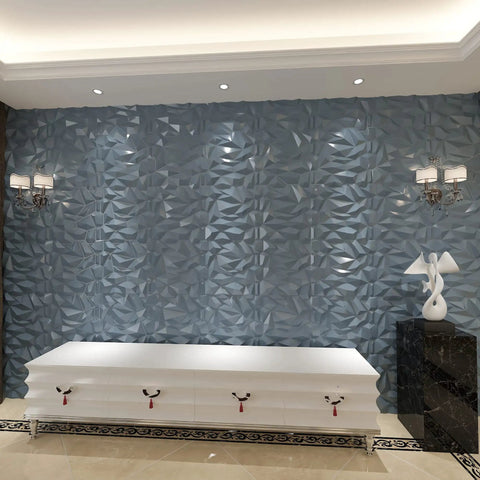 Gray 3D Wall Panels Pack Of 12 19.7 By 19.7 Inches Durable PVC Tiles in living room with modern decor