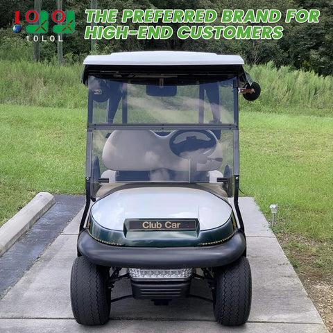 Golf Cart Windshield Mounting Kit For Club Car DS And Precedent Medalist 1994 Up with windshield and green hood in view