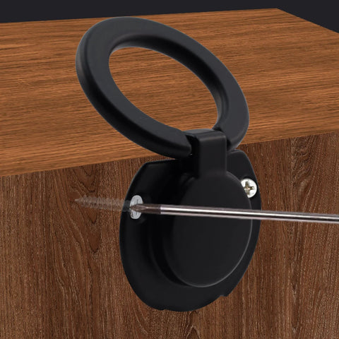 Installing Four Pack Matte Black Recessed Ring Pull Handles For Cabinets And Drawers Round Concealed Door Pull Knobs