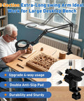 Ultra Long 12X And 30X Pro Grade Magnifying Lamp With Light And Clamp, Five Color Modes Stepless Dimming Desk Lamp in use on a workbench