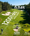 Golf Range Finder With Slope 1200 Yards Laser Distance Meter Pin Lock Vibration 7x Magnification displayed on golf course