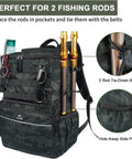 Water Resistant Fishing Backpack With Cooler Compartment Rod Holders And Tackle Storage Easy 180 Degree Opening