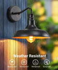 Gooseneck Barn Light Outdoor Wall Lantern Matte Black Exterior Sconce with Gold Interior, showcasing weather-resistant design.