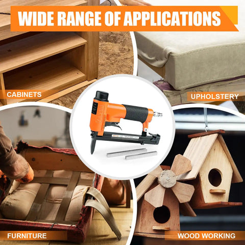 Pro-Grade 22 Gauge Pneumatic Upholstery Stapler With Long Nose Reach, 3/8-Inch Crown, 1/4-Inch To 5/8-Inch Staples, Heavy-Duty Fine Wire Stapler For Furniture And Upholstery Projects