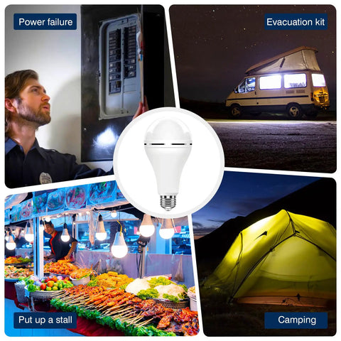 Emergency Rechargeable LED Light Bulb With Battery Backup To Keep The Lights On During Power Outages 12W 6500K Cool White