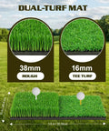 Dual-turf golf mat with 38mm rough and 16mm tee turf textures