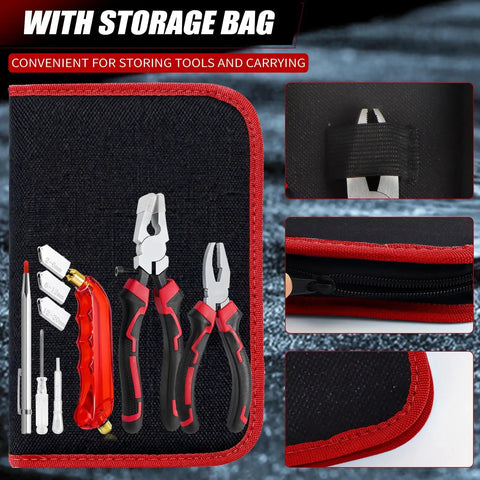 Top Shelf 9 Piece Glass Cutting Kit features oil fed scorer, pliers, nippers, screwdriver, all stored in a zipper case.