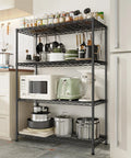 Beefy Heavy Duty 4 Tier Storage Rack With Adjustable Shelves In Black Strong Steel Garage Shelving Unit Holds Up To 620 Lbs Total, kitchen storage