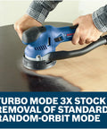 Heavy Duty Electric Orbital Sander Featuring A Kick Butt Turbo Mode For Brutal Wood Stock Removal And Smooth As Silk Finishing - 7.5 Amp Corded Power Tool Makes Hardwood Flooring Jobs A Total Breeze in use on wood.