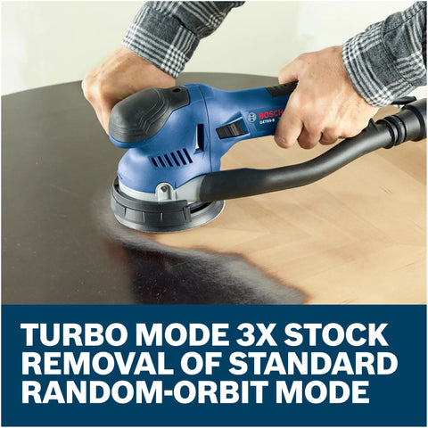 Heavy Duty Electric Orbital Sander Featuring A Kick Butt Turbo Mode For Brutal Wood Stock Removal And Smooth As Silk Finishing - 7.5 Amp Corded Power Tool Makes Hardwood Flooring Jobs A Total Breeze in use on wood.