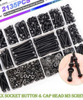 Massive M3 Screw And Nut Assortment Kit With 4mm To 35mm Metric Bolts, 10.9 And 12.9 Grade Alloy Steel in compartment box