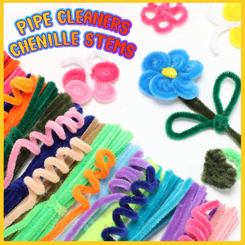 Colorful Chenille Pipe Cleaners Kit With 1800 Pieces In 36 Colors 6 Mm By 12 Inch Stems For Crafts Art Projects DIY Decorations Party Decor And Creative Fun For Adults And Kids, assorted shapes