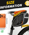 Under Seat Bike Bag For Mountain And Road Bikes With 3D Shell Design Waterproof Zippers Low Profile Saddle Bag size guide