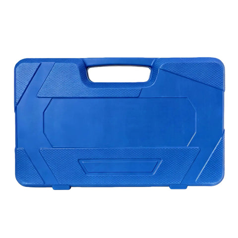 Blue carrying case for Beefy 55 In 1 Bearing Puller Kit For Heavy Duty Blind Hole Removal, alloy steel construction.