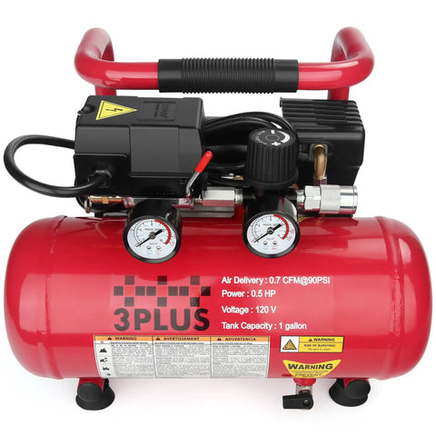 Image of a Quiet 1-Gallon Air Compressor from the 18 Gauge Brad Nailer and Quiet 1 Gallon Air Compressor Combo Kit for Finish and Trim Projects.