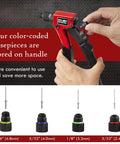 Heavy Duty Rivet Gun Kit With 4 Tool Free Interchangeable Heads And Carrying Case Includes 200 Rivets One Hand Pop Riveter detail