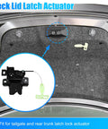 Mustang Trunk Latch Actuator DR3Z-5443200-A For Ford 2010-2014 Coupe, rear deck lid latch motor shown with release cable and fittings.