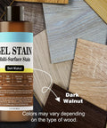 Top Shelf Gel Wood Stain For Furniture And Outdoor Projects Fast Drying Natural Matte Finish 6.7 Oz Jar with Dark Walnut swatches