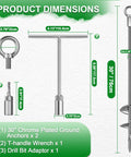 Heavy Duty Shed Anchor Kit 30 Inch Ground Anchors dimensions with T Handle and Drill Bit Adapter