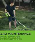 Man using 40V Cordless Walkway Warrior Yard Tool Combo Kit With 2.0Ah Battery And Charger Trimmer for lawn edging