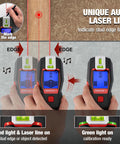 Two In One Stud Finder With Laser Level For Accurate Wall Scanning Rechargeable Pro Grade Stud Sensor With Built In Level Ideal DIY Home Improvement Tool For Locating Studs Pipes And Electrical Lines Quickly And Safely, handheld on wall