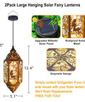 12.4 Inch Solar Outdoor Lanterns Waterproof Garden Lights With Moon And Star Cutouts, red copper lantern with design details