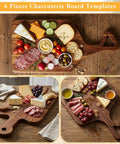 Slick Clear Acrylic Charcuterie Board Templates Kit With Three Woodworking Pens on wooden serving board with assorted cheeses and meats.